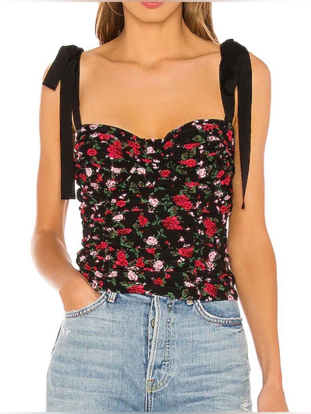 For Love & Lemons Tainted Bustier Top in Rose